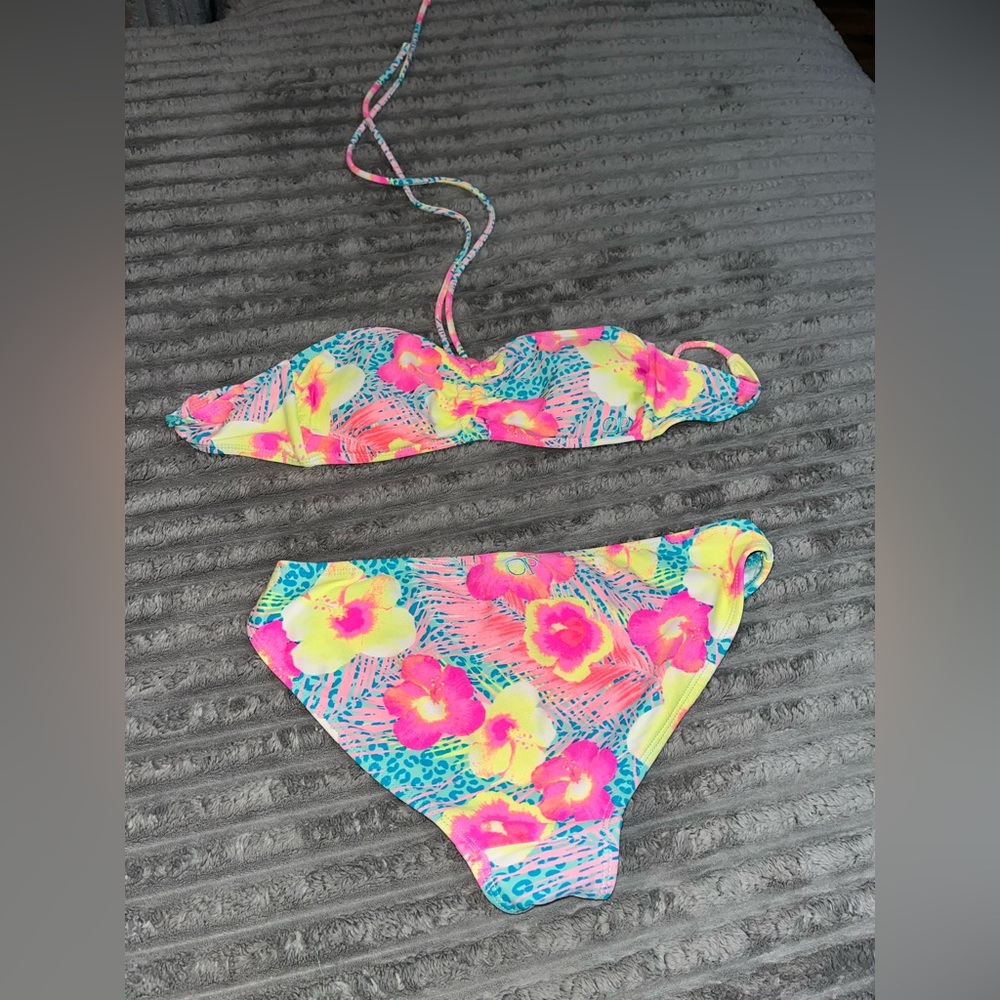 VTG 90s OP Bikini SM Ocean Pacific Floral Swimsuit  2-PC Set Y2K Small 3/5 - Picture 2 of 3